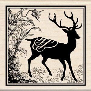 Inkadinkado Wood Stamp, Heirloom Deer Print NEW NWT Crafts Scrapbook